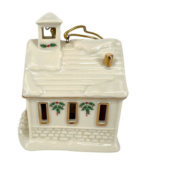 Lenox Christmas Village Schoolhouse Lit Ornament 3.5" Porcelain NIB - Picture 4 of 11